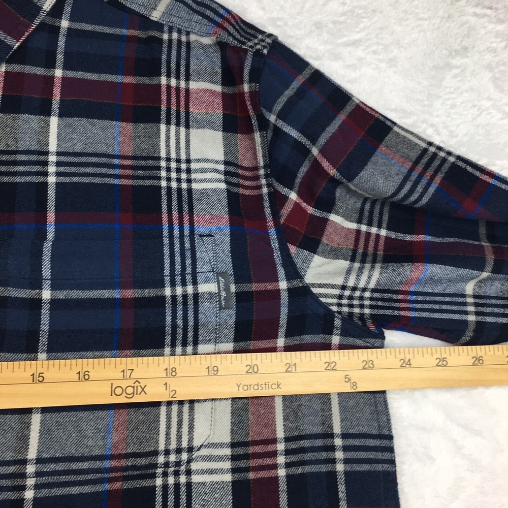 Eddie Bauer Shirt Mens Large Flannel Blue/Gray Plaid Bristol NEW MRSP 59.00 - Picture 8 of 9